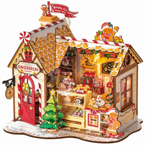 La Boulangerie de Noël - Puzzle 3D Lumineux en Bois | Puzzlea