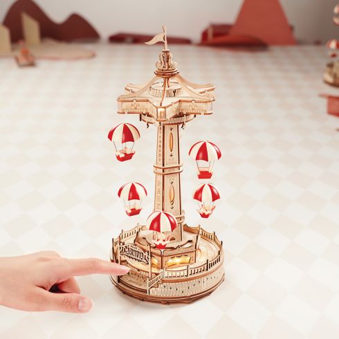 Le Vol des parachutes – Puzzle 3D Mécanique Lumineux & Sonore en Bois | Puzzlea