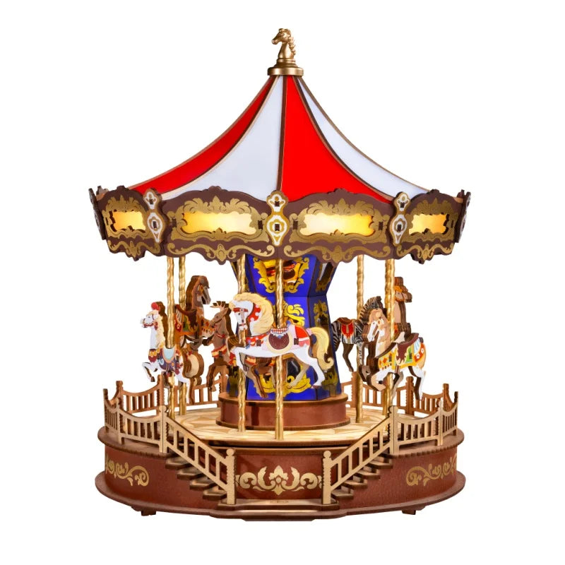 Le Carrousel Animé – Puzzle 3D Mécanique Lumineux & Sonore en Bois | Puzzlea